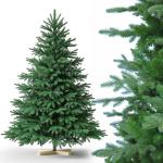 Nordmann Kunstkerstboom, pvc en PE, 180 cm, kunstdennenboom met houten standaard, moeilijk ontvlambare automatische kerstboom, natuurgetrouwe kunstkerstboom