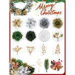 Kunstkerstbloemen, mix van zijden bloemen, kunstrozen met stelen voor zelfgemaakte bruiloft, bruidsboeketten, tafeldecoratie, woondecoratie.