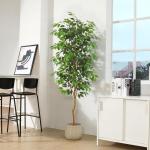 Ficus Benjamina , groot, 210 cm, met natuurhouten stam, kamerplant, kunstboom in pot, voor thuis, kantoor, balkon, decoratie (1 stuks)