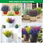 Kunstmatige lavendel bloemen, 8 bundels nep decoratieve bloemen buiten kunstmatige lavendel plant boeket plastic faux bloem voor tuin