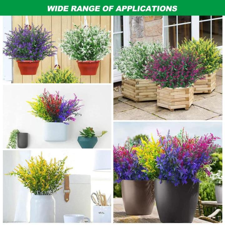 Kunstmatige lavendel bloemen, 8 bundels nep decoratieve bloemen buiten kunstmatige lavendel plant boeket plastic faux bloem voor tuin