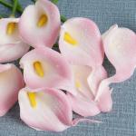 20 stks Fake Calla Lelie Roze & Wit Faux Bloemen Boeket met Stengels Latex Calla Lelie Decoratieve voor Bruids Bruiloft Thuis Party Kantoor Bloemstuk