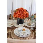Kunstbloemen als echte kunstmatige hortensia, oranje, decoratieve bloemen met bessen, in zwarte keramische vaas, bloemstuk voor kantoor, woonkamer, badkamer, herfst, decoratie