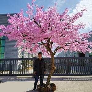 Dichte Kunstmatige Kersenbloesem Bomen, Prachtige Wensboom Roze Zijde Nep Sakura Bloem Binnen Buiten Home Kantoor Simulatie Planten,1.2m