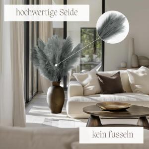 Kunstmatig pampasgras, groot, kleur grijs, 5 stelen, 100 cm lengte, kunstmatig pampasgras woonkamer, droogbloemen voor slaapkamer, bruiloft, boho-decoratie
