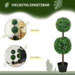 , set van 2 buxusboom, 90 cm kunstplant met dubbele bal, uv-bestendige kamerplant, kunstboom, plantendecoratie voor binnen en buiten, groen
