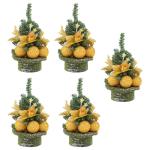 Eleganter Miniatur-Weihnachtsbaum mit goldenen Kugeln, Tannennadel, Schreibtisch-Dekoration für Büro, Urlaub, Dekoration, 5 Stück