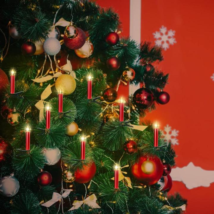 20 Rode led kaarsen, lichtsnoeren kerstkaarsen kerstboom kaarsen met afstandsbediening draadloos, binnen buiten, bruiloft, verjaardag, feest, kerstboom, draadloze kaarsen（met 20 