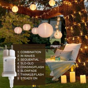 Decoratieve Lichtsnoer 200 LED 25m Lichtslinger binnen en buiten Warm wit 8 verlichtingsmodi Variabele intensiteit met EU-stekker IP44 Waterdicht voor feest, feest, bruiloft, Kerst