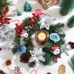 Künstliche Weihnachtsblumen, Mischung aus Seidenblumen, künstliche Rosen mit Stielen für selbstgemachte Hochzeit, Brautsträuße, Tischdekoration, Heimdekoration.