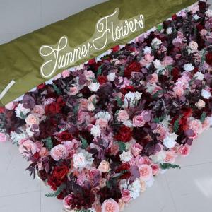 Romantische Rosenblume, Künstliche Blumen-Wandpaneele Mit Stoffrückseite, Hochzeit, Party, Brautparty, 3D-Wandhintergrund Mit Romantischen Rosafarbenen Grünen Blättern(2x2m/6.5
