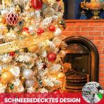 Niwa Kerstboom met verlichting, versierde flock-look, 2-in-1 kunstkerstboom met lichtketting, 200 warm wit licht en 400 PE + pvc-takken, opvouwbare dennenboom (H150 cm)