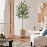 Olijfboom, kunstplant, 180 cm, grote kunstolijfboom, kunstboom, ziet eruit als echt voor woonkamer, slaapkamer, kantoor, decoratie