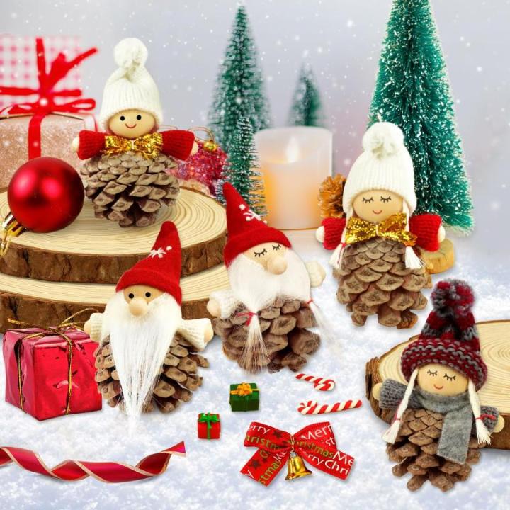 Kleine kerstversiering, 8 stuks dennenappels, kerstboom, kerstkabouter, kleine dennenappels, decoratie, mini-kabouter, boomversiering, Kerstmis, decoratieve kabouter, kersthanger