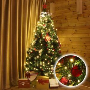 1.5m kerstboom LED-lichtketting met ring, 8 slingers en 200 leds Bewakingslichtketting voor 90cm 120cm 150cm boom - warm wit