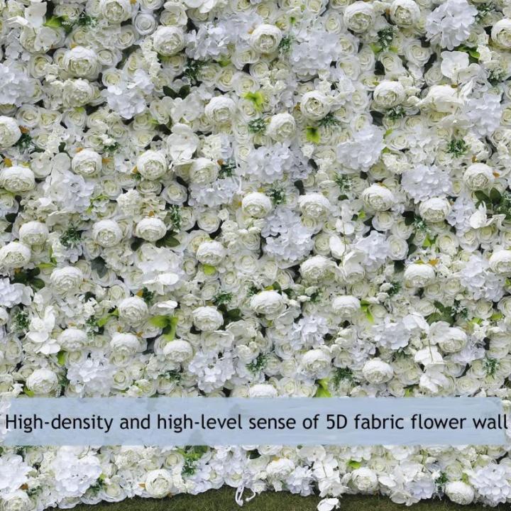 Weißer Rosen-Blumen-Wand-Hintergrund, Künstlicher Wand-Blumen-Hintergrund 3D-Seiden-Hortensie-Rosen-Blumen-Panel Für Foto-Hintergrund-Home-Party-Hochzeits-Hintergrund-Dekoration