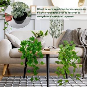 Kunstplant, eucalyptus, klimop, 60 cm, , zeer realistisch plastic kunstplant, decoratieve planten voor woonkamer, woning, badkamer, keuken, 3 stuks