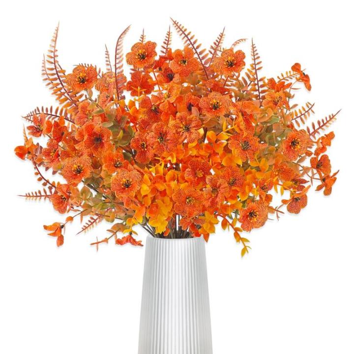 6 bundels kunstherfstboeket, herfstdecoratie, , eucalyptus, herfstdecoratie, en boston-varen voor binnen en buiten, tafel, balkonbak, bloembak