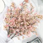 4 stuks kunstkersenbloesem, takken, roze perzikbloemen, 100 cm, kunstbloemen, bulk, lente, zijden bloemen, planten, bundel, lange stelen voor bruiloft, feest, tafel, vaas, decorati