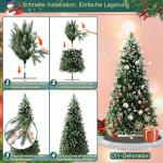 Künstlicher Weihnachtsbaum 150cm, Tannenbaum mit Holzständer, PVC+PE Christbaum Weihnachtsbaum inkl. 500 Spitzen, für Weihnachtsdeko Mehrweg