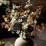 4 Stück künstliche Beerenzweige mit langem Stiel, 60 cm orangefarbene Beerenstiele, künstlicher Beerenstrauß für Tischdekoration, Vase, Zuhause, Weihnachtsdekoration, 27.5 Inc