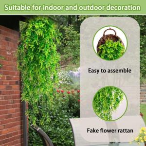 2 stuks plastic planten, buiten, hangende planten, kunstmatige hangplanten, voor binnen, geschikt voor muur, huis, kamer, tuin, binnen, buitendecoratie in alle seizoenen