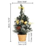 Verlichte mini-kerstboom, kleine kunstdennenboom van 40 cm hoog, versierd met ballen, dennenappels en verlichting; geschikt als tafeldecoratie, kerstdecoratie, voor thuis, op kanto