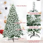 Kunstkerstboom met sneeuw, 135/180/225 cm, kerstboom met metalen standaard, kerstboom 400/928/1346 takken, pvc, kunstboom, kerstklapsysteem voor thuis, kantoor, winkels (225 cm)