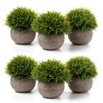 Kunstmatige grasplanten in pot - klein groen pak van 6, decoratie voor thuis en op kantoor, desktop, vensterbank, bonsai, indoor cadeau voor bruiloft, verjaardag, Kerstmis