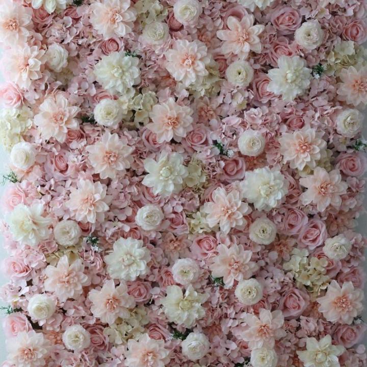 Wandpaneele Mit Rosa Rosen, Kunstblumen, Kunstseide, Hortensienlilie, Schleierkraut, Blumenpaneel, Hochzeitsfeier, Süßigkeitenwand, Schaufenster, Festlicher Blumenhintergrund(2x2