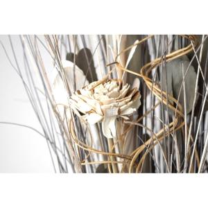 Decoratieve bundel, 100 cm, kokosvezel, wit, grijs, ronde bodem, 1 stuk, van natuurlijke vezels, decoratie voor woonkamer, keuken, entree, kunstplant