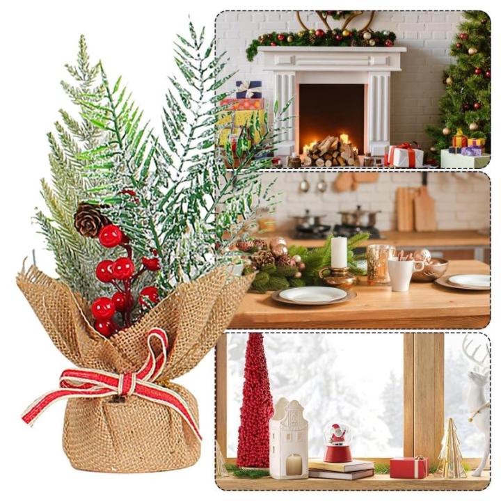 Tisch-Weihnachtsbaum,Weihnachtsbaum klein - Leinen-Desktop-Weihnachtsbaum mit Tannennadeln Sammeln, Tafelaufsatz aus Kiefernholz für das Neujahrs-Ferienhaus