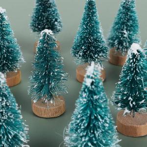 Flessenborstel kerstboom 12 pack, kleine kerst, kerstambachten decoratie mini- voor kunstprojecten, miniatuur kerstboom om doe-het-zelf sneeuwbollen, kersttaart en geschenken te ma