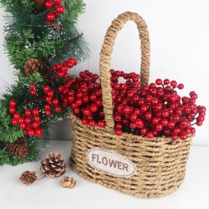 36 Stück Künstliche Rote Beeren Beeren Aus Stechpalmen Rote Beeren Deko für Christbaumschmuck Blumen Kranz DIY Handwerk Winter Dekoration