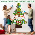Vilten kerstboom voor kinderen, doe-het-zelf vilten kerstboomset, 3.2ft vilten kerstboom voor peuters met 30 stuks afneembare ornamenten en 5M LED-verlichting, wandhangende vilten 