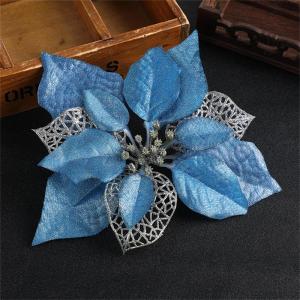 Glitzer Weihnachtsblumen Weihnachtsstern, Kunstblumen Weihnachten, Weihnachtsbaum Blumen Gold,DIY Simulation Blume Weihnachtssterne Blumen KüNstliche Spitzen Mit Clips (Blau,20 St