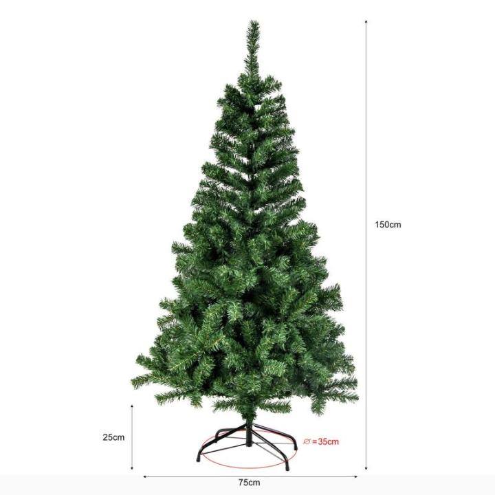 Kunstkerstboom, 150 cm (diameter ca. 75 cm), 420 takken, vlamvertragend, pvc-dennenboom, kerstboom met snel opbouwsysteem, inclusief kerstboomstandaard, eenvoudige montage, groen