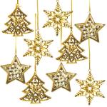 9 kerst gouden boom ster sneeuwvlok kerstdecoratie cadeau boomversiering Kerstmis give-away 6-8 cm