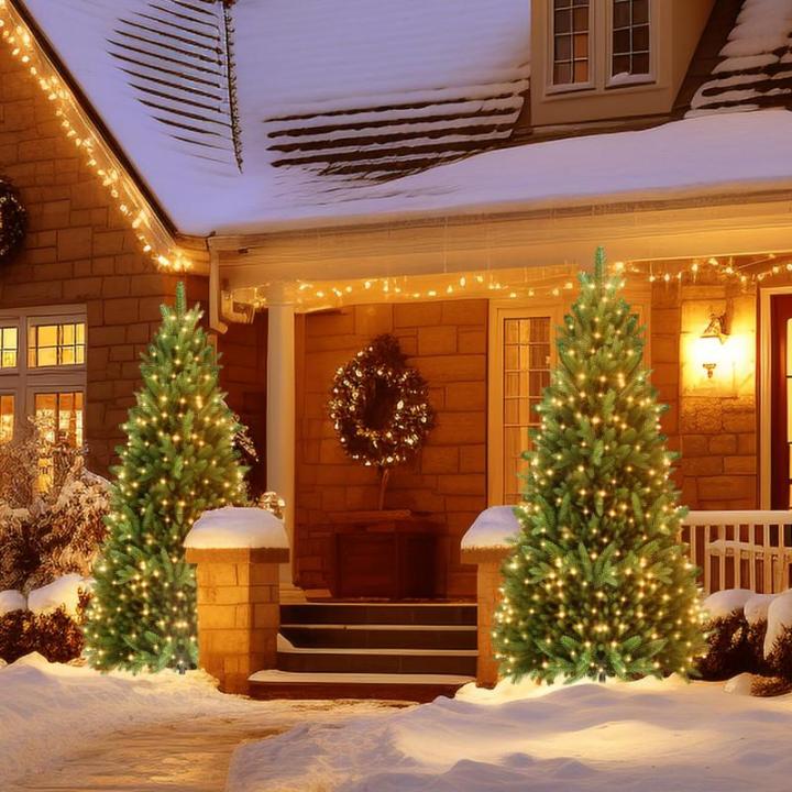 Kunstkerstboom met verlichting 210 cm dennenboom kunstgroen PVC, levensechte spuitgietelementen, edelspar snel op te bouwen, brandvertragend, incl. kerstboomstandaard (met led)