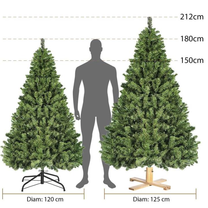 Kunstkerstboom van 213 cm met 1346 takpunten, dennenboom met houten standaard en handschoenen, snel op te bouwen en afneembaar, dennenboom voor kantoor, thuis, winkel, feest, feest