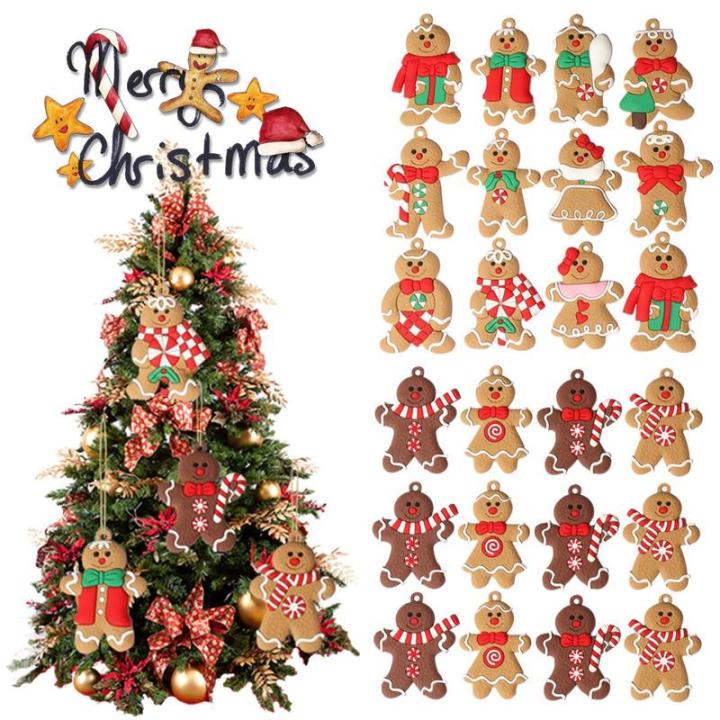 Set van 12 traditionele kerstboomversieringen rode man om op te hangen