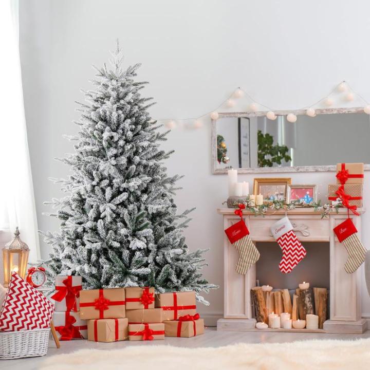 Kunstkerstboom, 180 cm, dennenboom met 260 ledlampen en sneeuw, 8 transformatiemodi, kerstboom met dichte takken