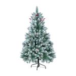 Kunstkerst, kleine kerstboom, 150 cm (Ø ca. 75 cm), 420 takken, moeilijk ontvlambaar pvc, met dennenappels wit
