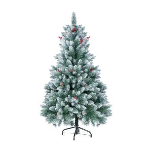 Kunstkerst, kleine kerstboom, 150 cm (Ø ca. 75 cm), 420 takken, moeilijk ontvlambaar pvc, met dennenappels wit