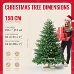 Kuro sagol Künstlicher Weihnachtsbaum Tannenbaum 150cm, Ø 80cm, 500 Spitzen, schwer entflammbar, realistischer Christbaum Tanne mit Ständer, innen außen