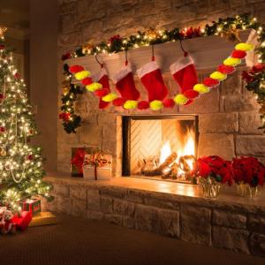 5pcs Marigold Garland 5ft künstliche Weihnachtskräfteblumen mit hängendem Ring Red & Orange Diwali Marigold Garland für Diwali Festival Weihnachten Indian Hochzeitsdekor, Ringe