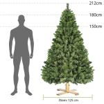 Pvc-kerstboom 210 cm, kunstkerstboom met 1346 takpunten, houten standaard en handschoenen inbegrepen, lifelike dennenboom voor binnen, patio, lobby, koffiewinkel, feestdecoratie (d