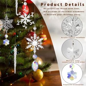 16 stuks transparante sneeuwvlokken met K9-kristal, acryl kerstboomversiering, hangende feestdecoratie