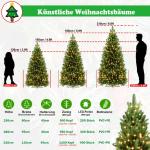 210cm Künstlicher Weihnachtsbaum mit 711 Grün PVC Spitzen & 439 Grün PE Spitzen Tannenbaum Christbaum mit Holzständer & Warmweiß LEDs für Weihnachten, Halloween, Hochzeit (oh