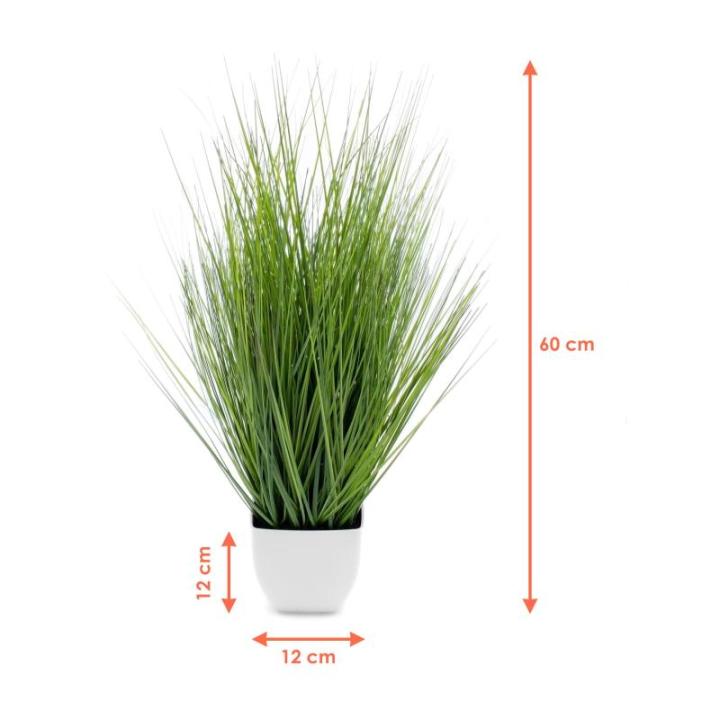 Isolepsis Kunstplant met witte bloempot, kunstplant, kamerplant, decoratieve plant, kunstbloemen, 60 cm, kunstplant